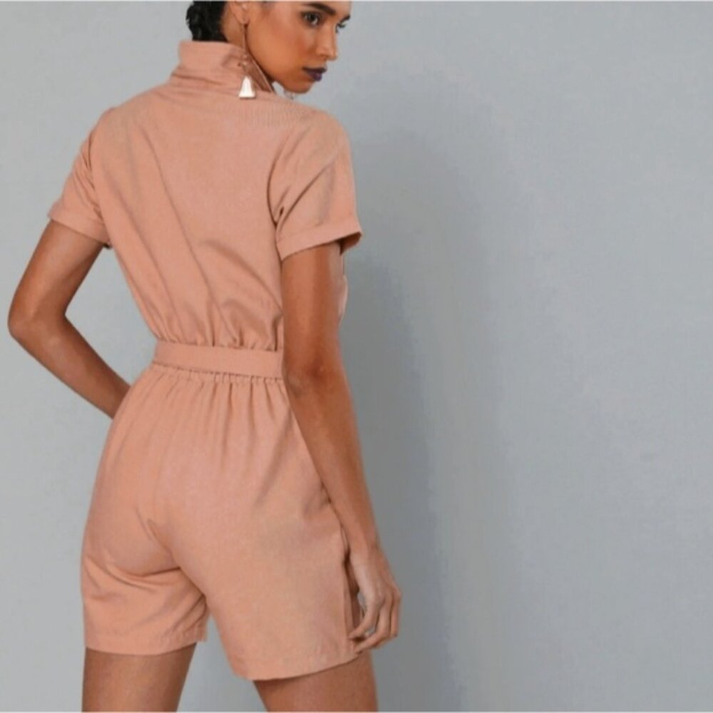 Sassafras Coral Pink Denim Jumper Playsuit- Size Small- New without tags - Picture 6 of 9